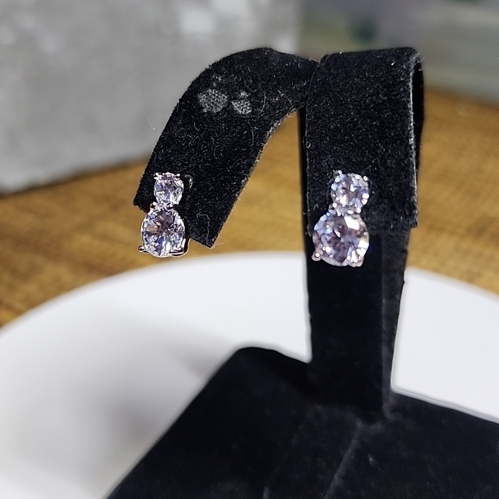 White Gold Filled Small Cubic Zirconia Post Earrings